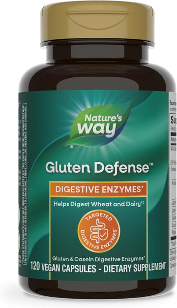 Nature'S Way Gluten Defense Digestive Enzymes*, Helps Digest Wheat And Dairy**, Gluten And Casein Digestive Enzymes*, 120 Vegan Capsules (Packaging May Vary)