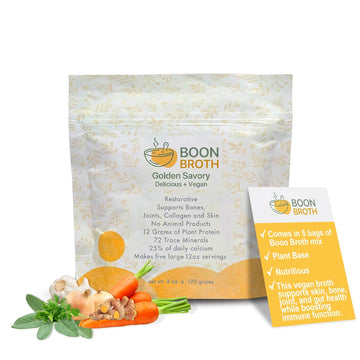 Boon Broth - Savory Plant-Based Soup Powder With 72 Trace Minerals - Supports Bones, Joints, & Skin - High-Calcium Vegan Broth For Sipping, Fasting & Gut Health - 4 Oz