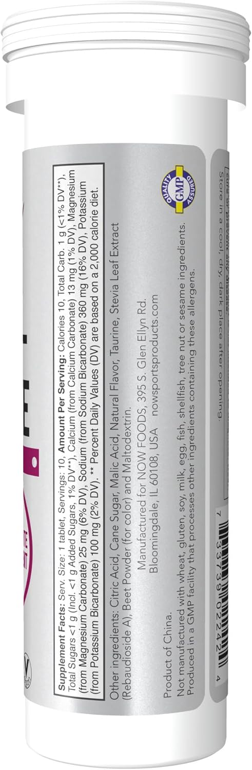Now Sports Nutrition, Effervescent Effer-Hydrate, Electrolyte Supplement, Recovery*, Mixed Berry, 10 Tablets (Pack Of 2)