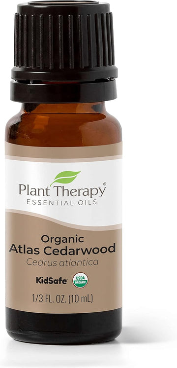 Plant Therapy Organic Atlas Cedarwood Essential Oil 100% Pure, Usda Certified Organic, Undiluted, Natural Aromatherapy For Diffusion, Skin, And Hair, Therapeutic Grade 10 Ml (1/3 Oz)