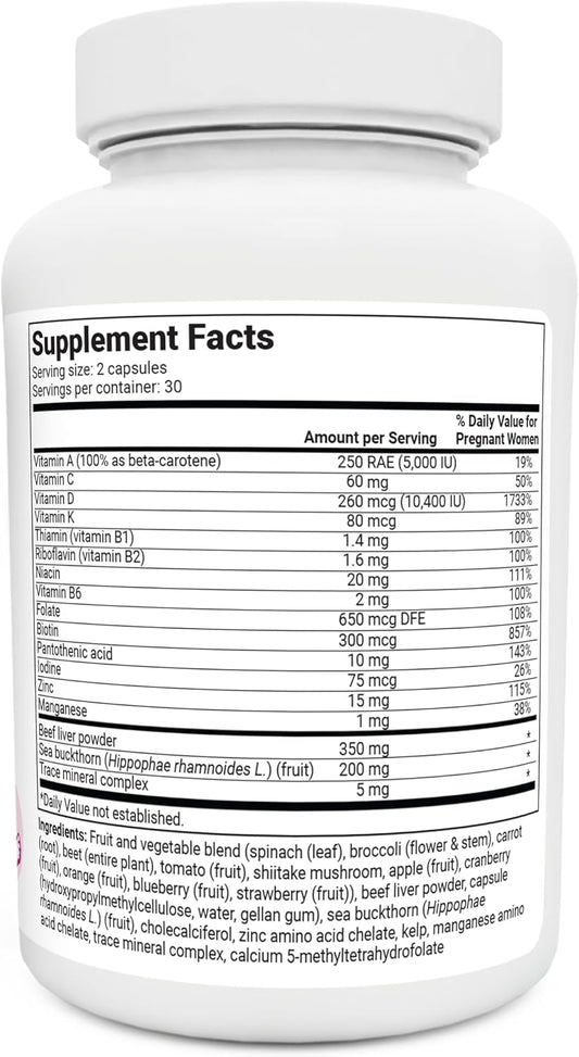 Dr. Berg Natural Prenatal Vitamins For Women (Pregnant & Nursing) - Prenatal Vitamins With Folate, Vitamins, Minerals, Omegas, &11 Powerful Superfoods - Womens Prenatal Multivitamin - 60 Capsules