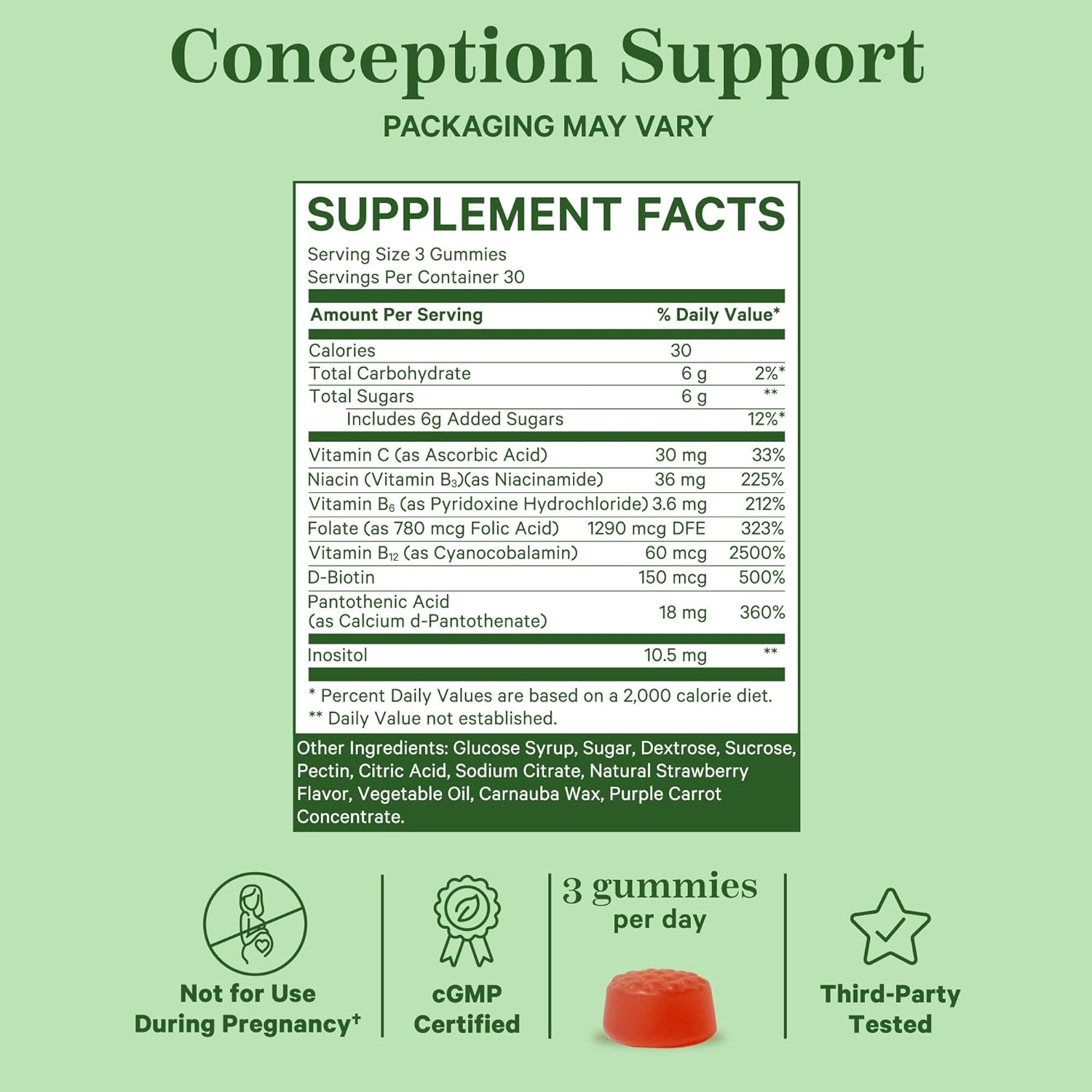 Pink Stork Fertility Gummies, Support Conception and Hormone Balance for Women with Inositol, Folic Acid, and Vitamin B6, Prenatal Fertility Supplements for Women - Strawberry, 90 Count : Health & Household