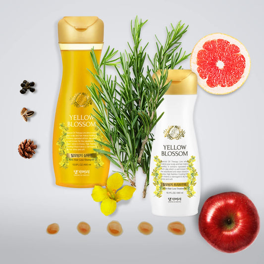 Daeng Gi Meo Ri- Hair Blossom Set: Yellow Blossom Hair Shampoo (400Ml) + Treatment, Nourishing And Fresh, (300Ml)