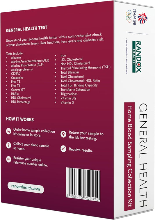General Health Blood Test | Home Health Check | Liver, Iron, Heart, Diabetes, Thyroid And Nutritional Health | Randox Health | Results In 2-3 Days