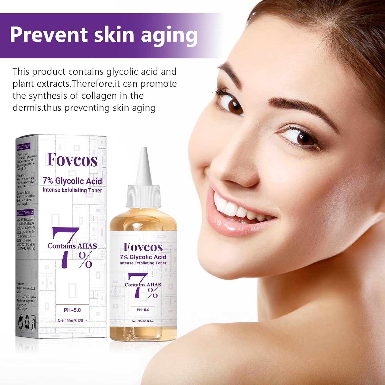 7% Glycolic Acid Toner, 7% Glycolic Acid Toner For Diminishing Acne Marks, Pore Tightening And Skin Hydration
