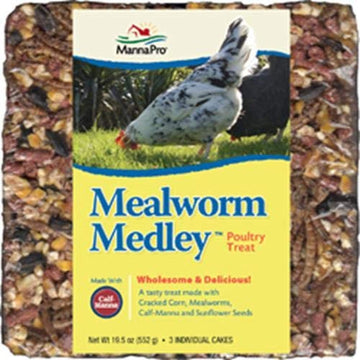 Manna Pro Mealworm Medley Cake | Chicken Treats, Chicken Food | 19.5 Ounces