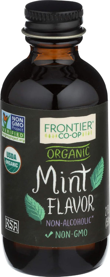 Frontier Organic Non-Alcoholic Mint Flavor, 2-Ounce, Full Flavor For Baking, Icing, Coffee, Cookies, Kosher, Organic