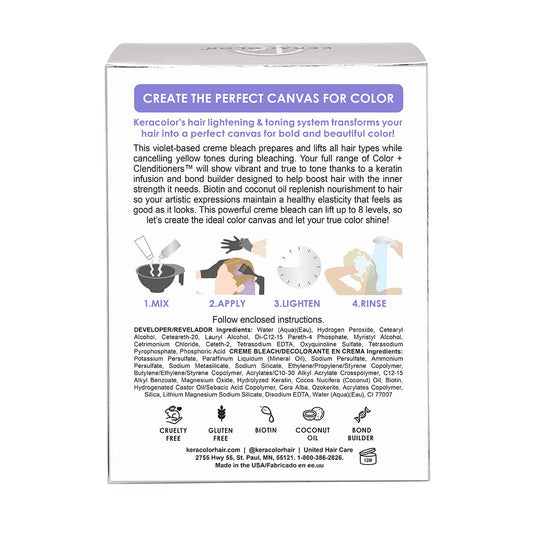 Keracolor Keracanvas Hair Bleach Kit, Complete Hair Lightening & Toning System, Lifts Up To 8 Levels, Neutralizes Brassiness