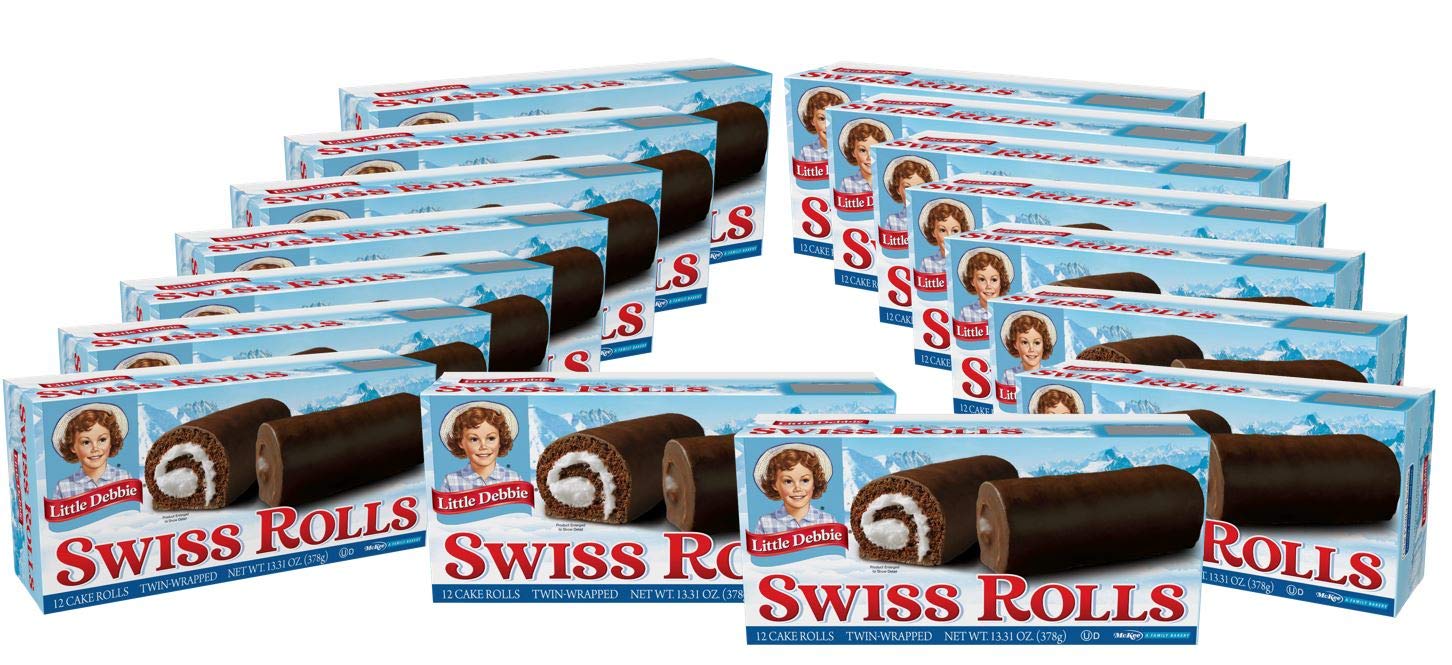 Little Debbie Swiss Rolls, 96 Twin-Wrapped Cake Rolls, Brown, 12 Count (Pack Of 16)