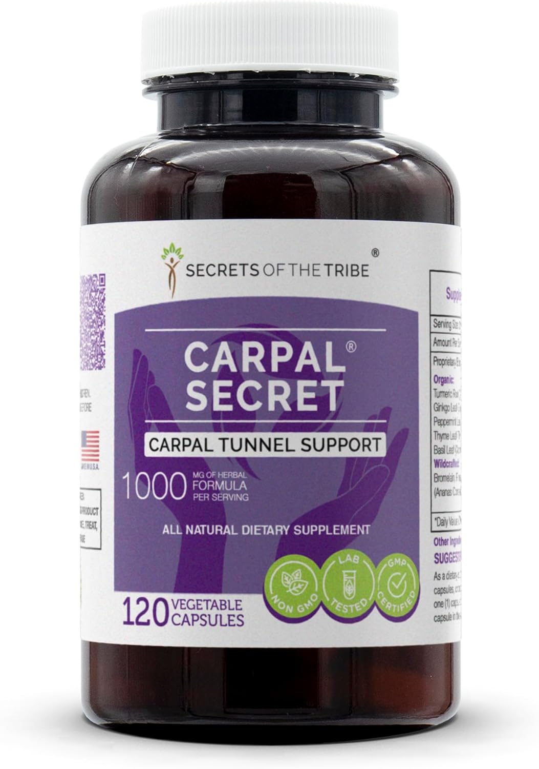 Secrets Of The Tribe - Carpal Secret, Carpal Tunnel Support, Herbal Supplement Blend (120 Capsules)