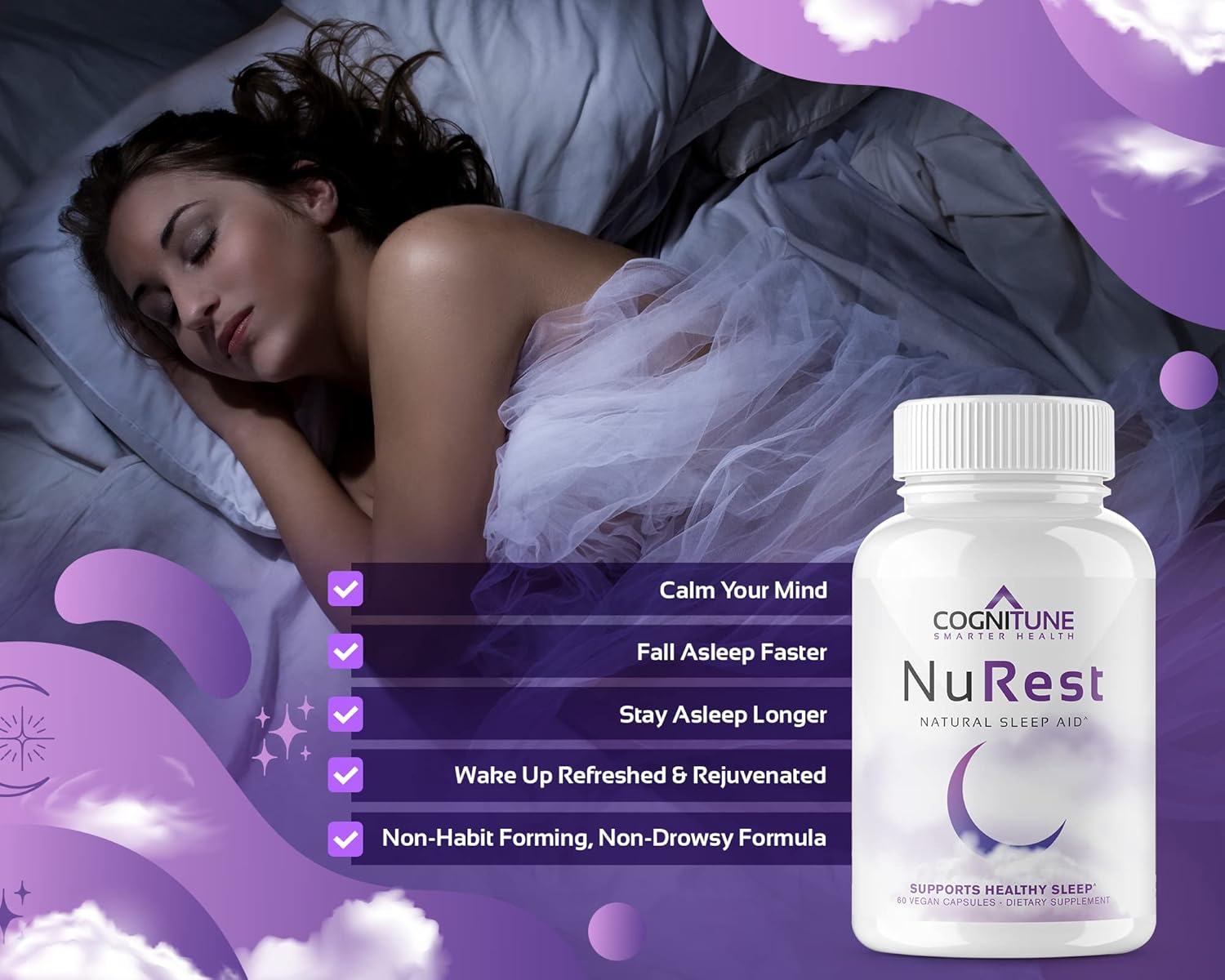 Natural Sleep Aid For Adults - Herbal Sleep Aid Supplement - Non-Drowsy Formula With Melatonin, Valerian Root, Lemon Balm, Chamomile, Gaba & More