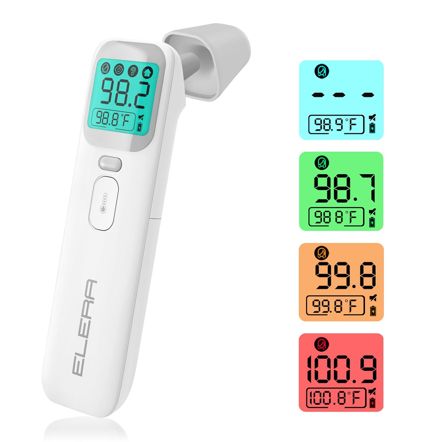 ELERA Baby Thermometer - Ear Thermometer for Kids, Infants, and Adults, Digital Precision with Quick 1-Second Measurement, 4-in-1 Non-Contact Design with Memory Function