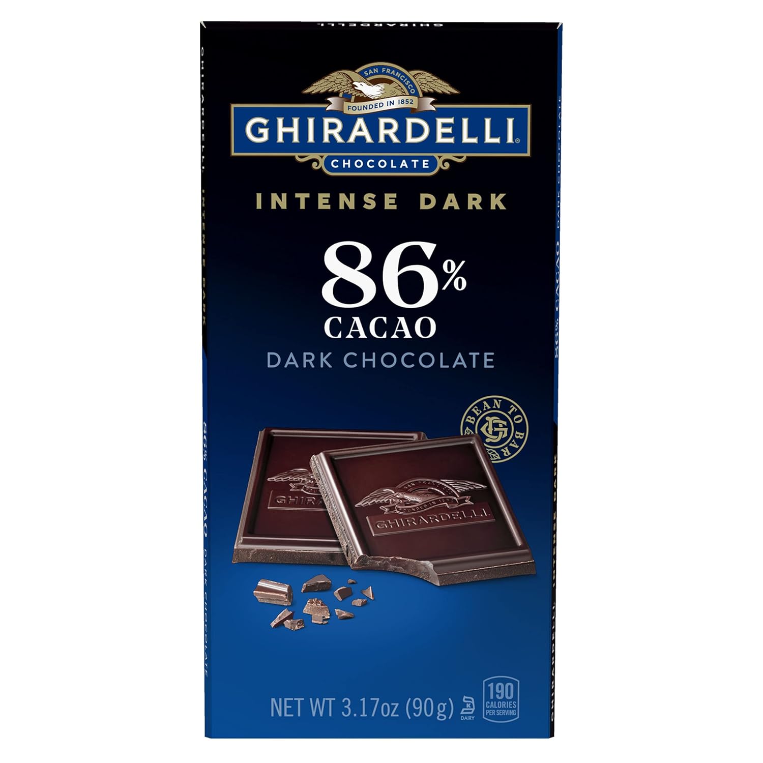 Ghirardelli Intense Dark Chocolate Bar, 86% Cacao Holiday Chocolate For Holiday Gifts And Stocking Stuffers, 3.17 Oz