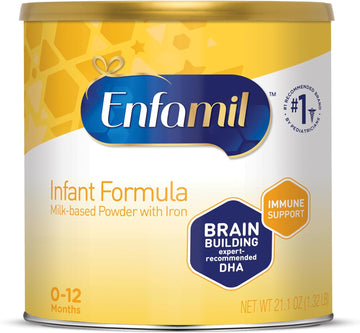 Enfamil Infant Formula, Milk-based Baby Formula with Iron, Brain-Building Omega-3 DHA & Choline, Dual Prebiotic Blend for Immune Support, Baby Milk, 21.1 Oz Powder Can