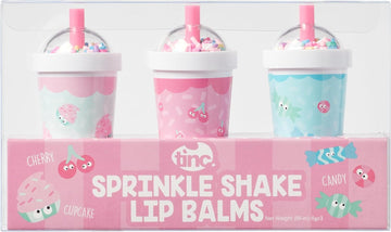 Tinc Sprinkle Shake Lip Balms - Delicious Scents: Cherry, Cupcake And Candy - Keeps Lips Moist - Gift Idea - 3 In Pack