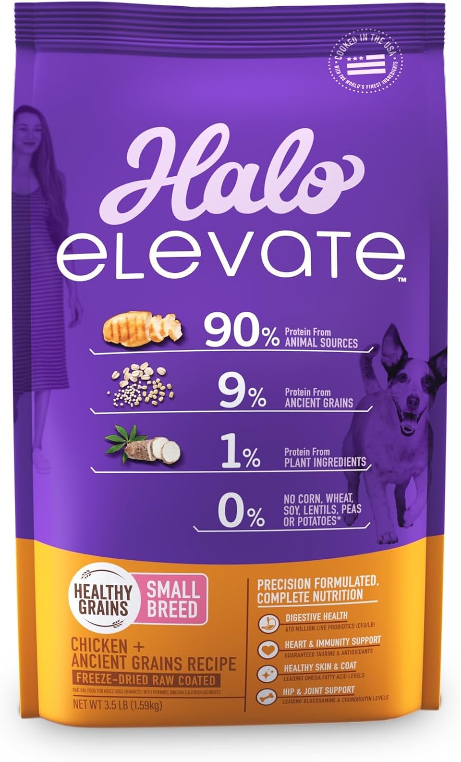 Halo Elevate Dry Dog Food, Healthy Grains Chicken Recipe, Small Breed, 3.5Lb