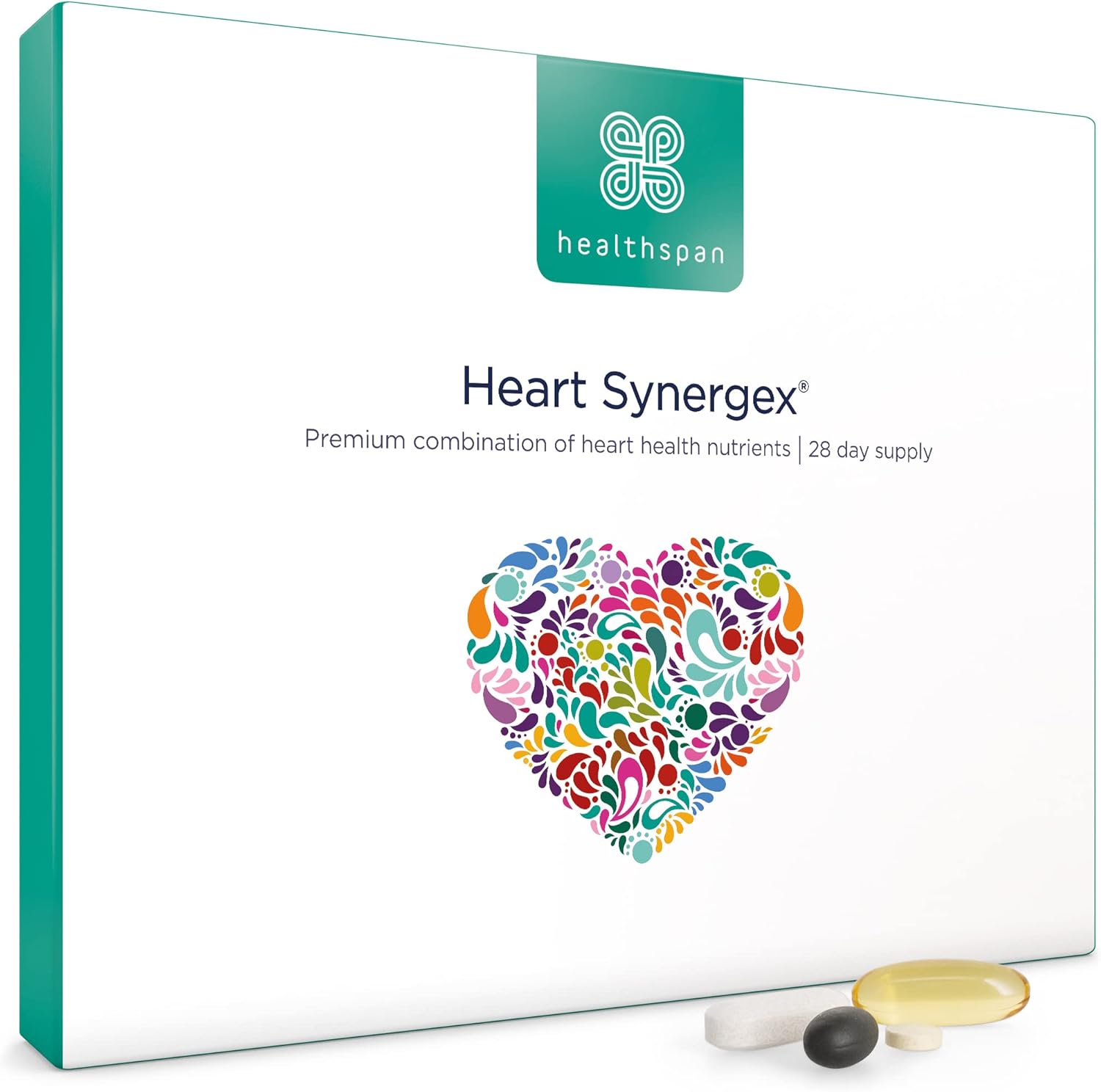 Healthspan Heart Synergex | 28 Day Supply | With Vitamin D3 | Plant Sterols | Garlic | Cardio-Vitamin Complex | Omega 3 | Co-Enzyme Q10 | Friend Of The Sea