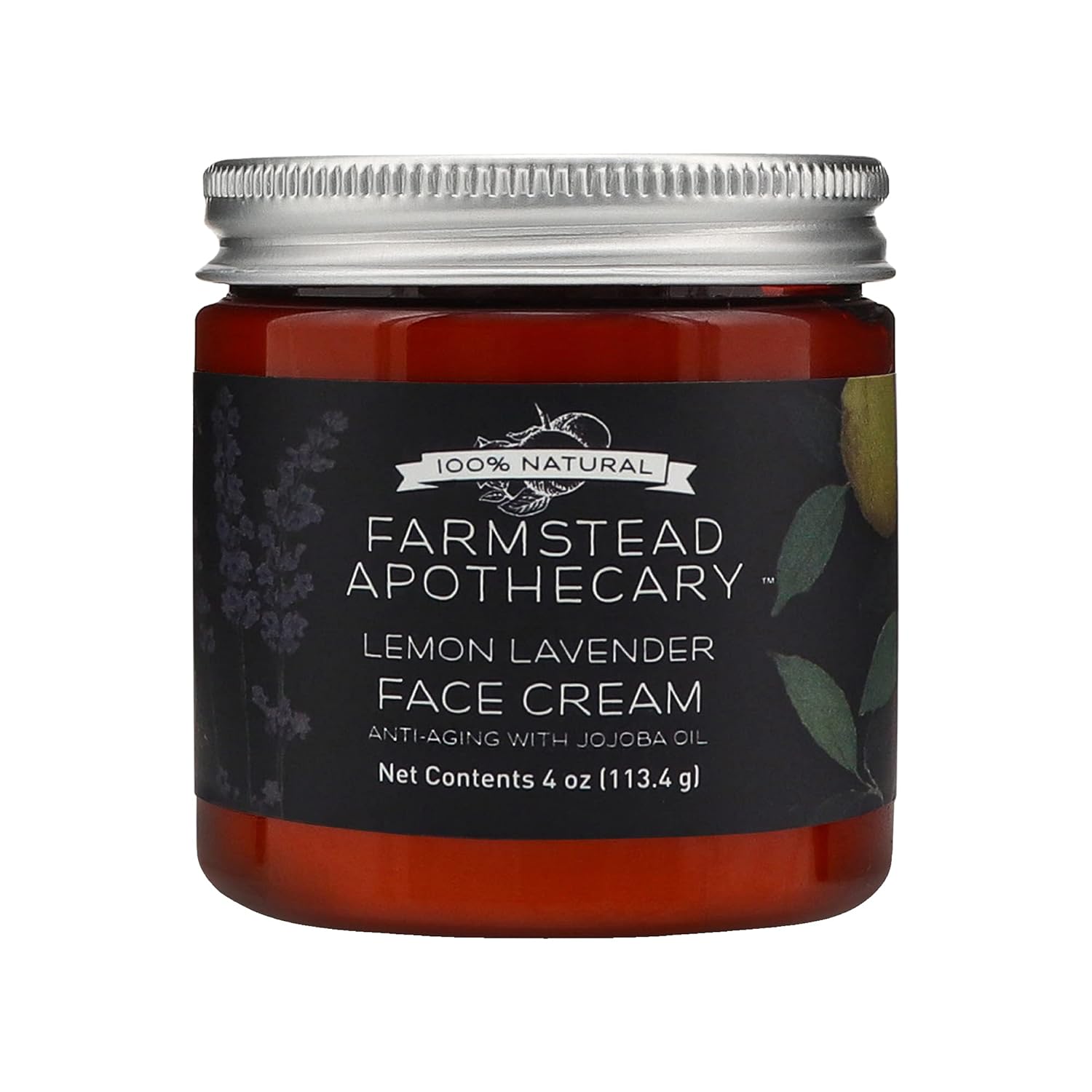 Farmstead Apothecary 100% Natural Anti-Aging Face Cream With Jojoba Oil, 4 Oz (Lemon Lavender)