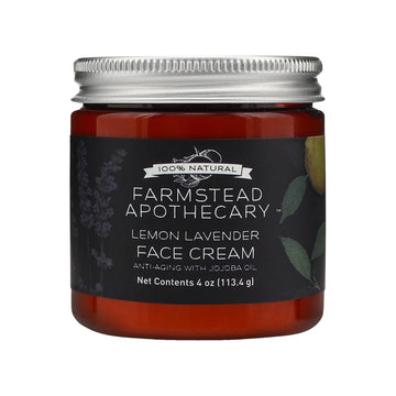 Farmstead Apothecary 100% Natural Anti-Aging Face Cream With Jojoba Oil, 4 Oz (Lemon Lavender)
