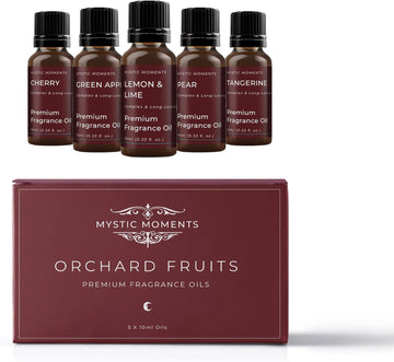 Mystic Moments | Orchard Fruits Fragrance Oil Gift Starter Pack 5x10ml | Cherry, Green Apple, Lemon-Lime, Pear, Tangerine | Perfect as a gift