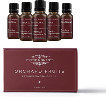 Mystic Moments | Orchard Fruits Fragrance Oil Gift Starter Pack 5X10Ml | Cherry, Green Apple, Lemon-Lime, Pear, Tangerine | Perfect As A Gift
