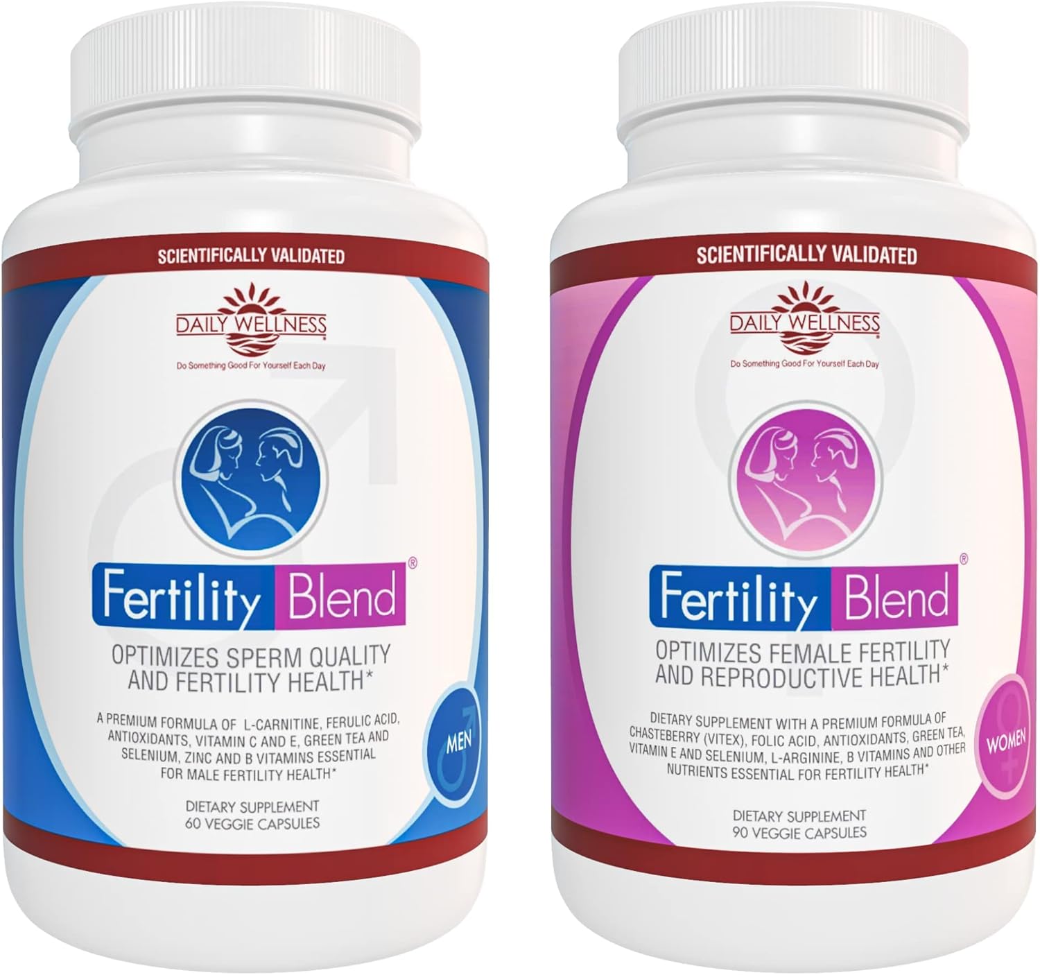 One Month Supply Each-Fertility Blend Supplement For Men (60 Tablets) And Fertility Blend Supplement For Women (90 Tablets).By The Daily Wellness Co. : Health & Household