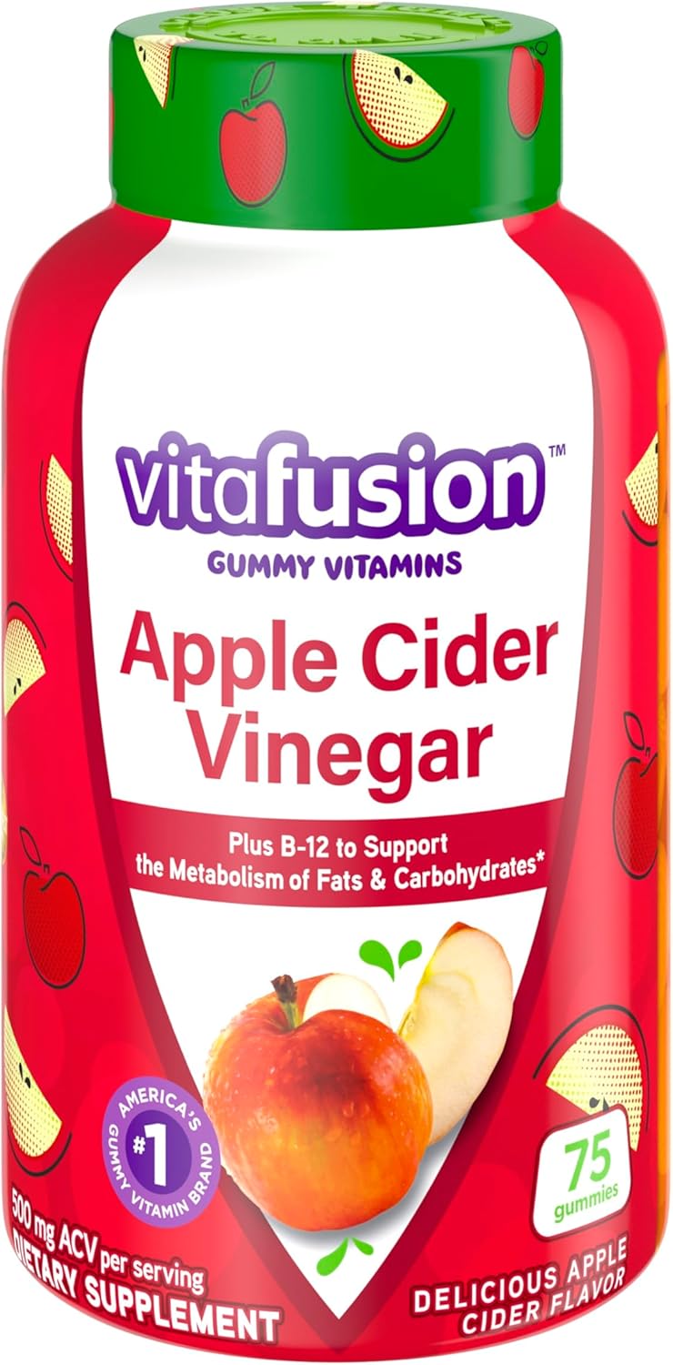 Vitafusion Apple Cider Vinegar Gummies, 500Mg Apple Cider Vinegar Per Serving Plus B Vitamins, 75Ct, Natural Apple Cider Flavor From America’S Number One Gummy Vitamin Brand