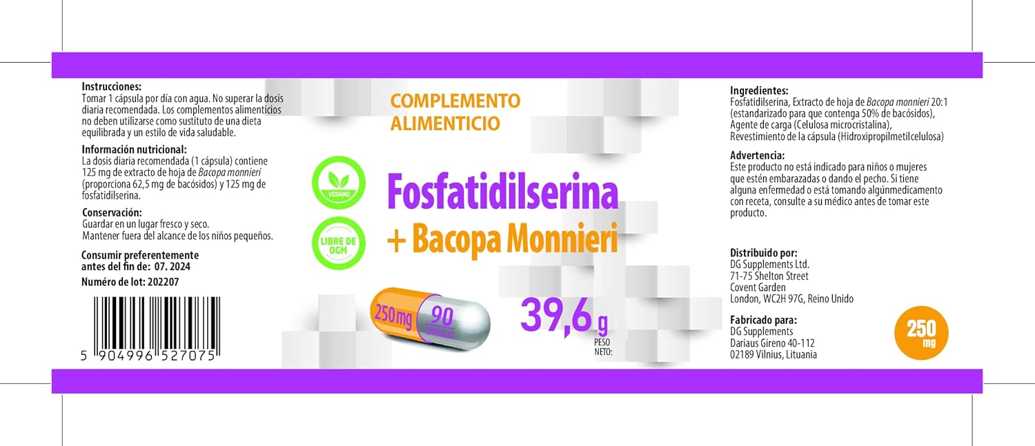 Hepatica Phosphatidylserine + Bacopa Monnieri 250Mg | 90 Vegan Capsules | High Strength Memory, Focus & Brain Support | 3Rd Party Lab Tested | Non-Gmo & Gluten-Free