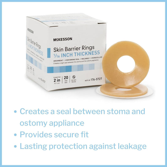 McKesson Skin Barrier Rings, Ostomy, Absorbent, Conforming Seal, Hydrocolloid, 1/16 Thickness, 2 in Diameter, 160 Count