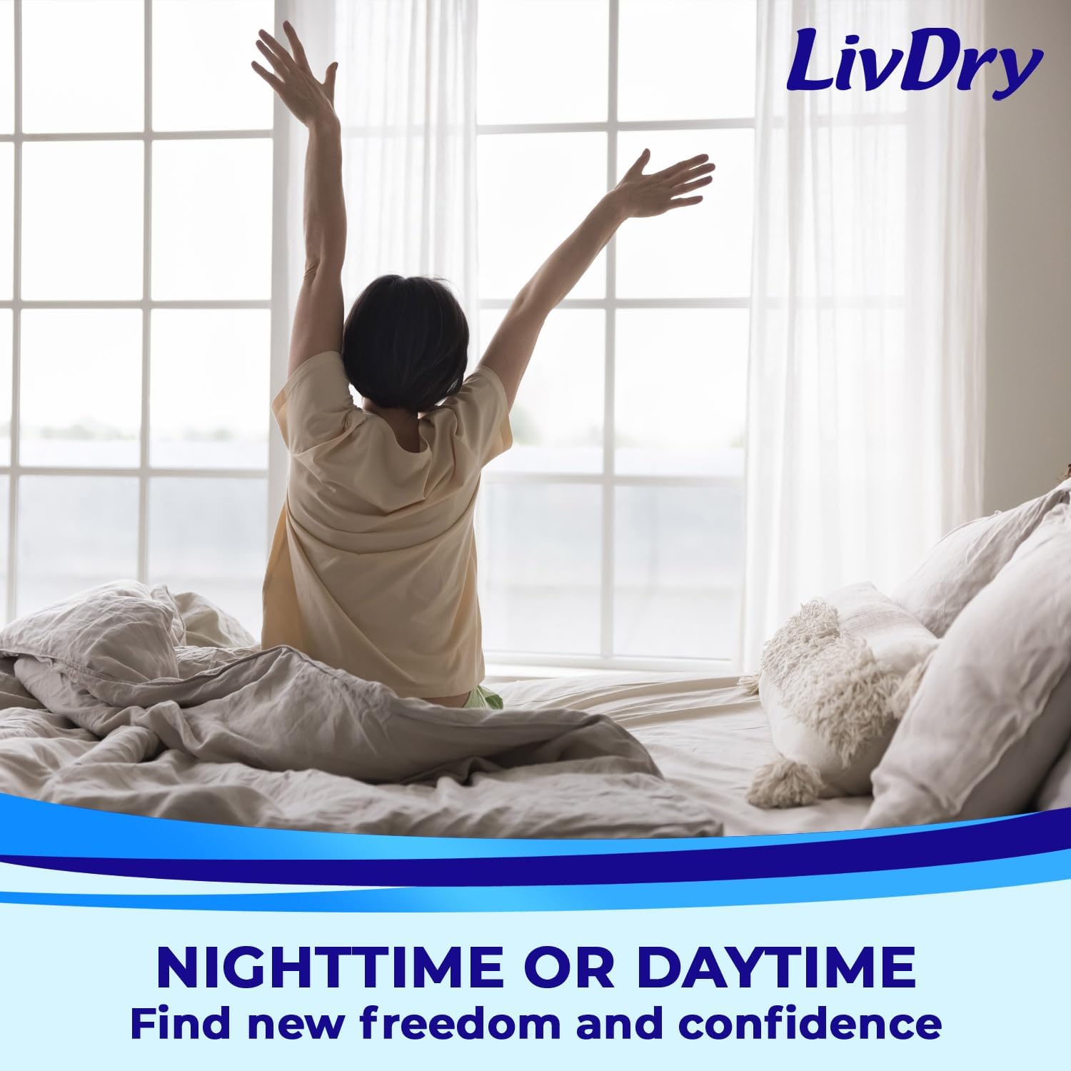 Livdry Adult Diapers Large Incontinence Underwear, Overnight, Leak Protection, 16-Pack