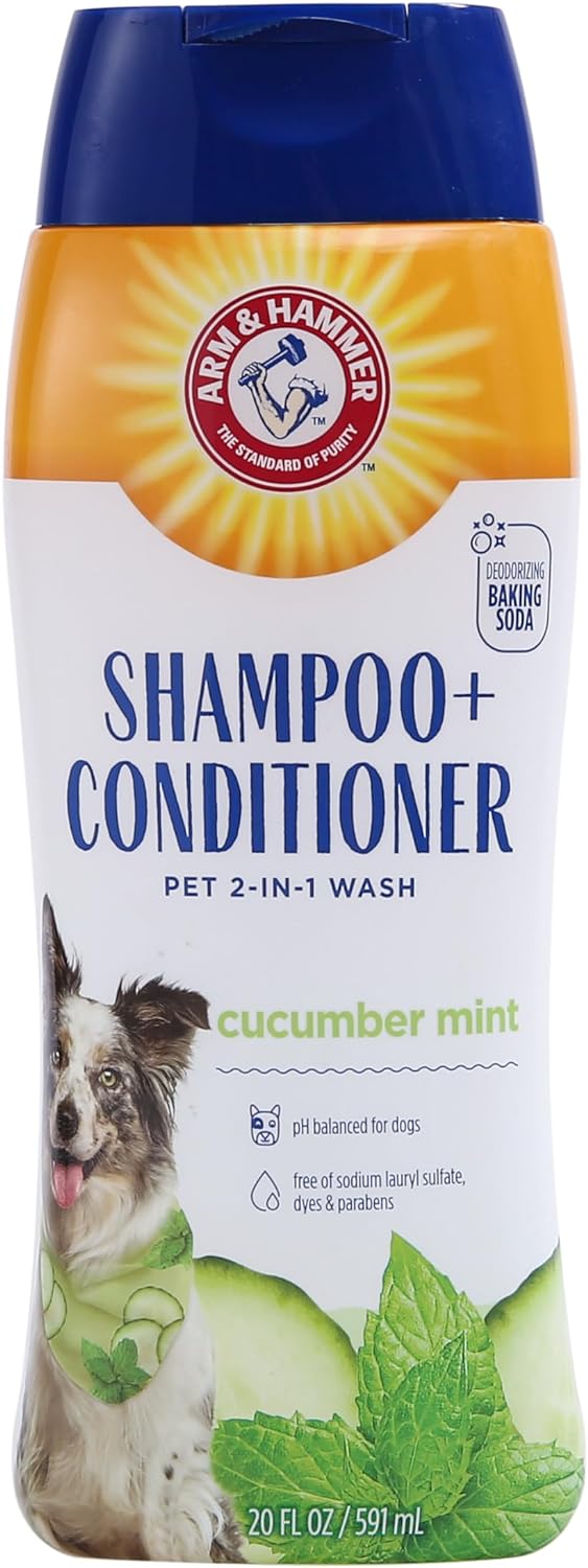 Arm & Hammer for Pets 2-In-1 Shampoo & Conditioner for Dogs | Dog Shampoo & Conditioner in One | Cucumber Mint, 20 Ounce Bottle Dog Shampoo and Conditioner for All Dogs