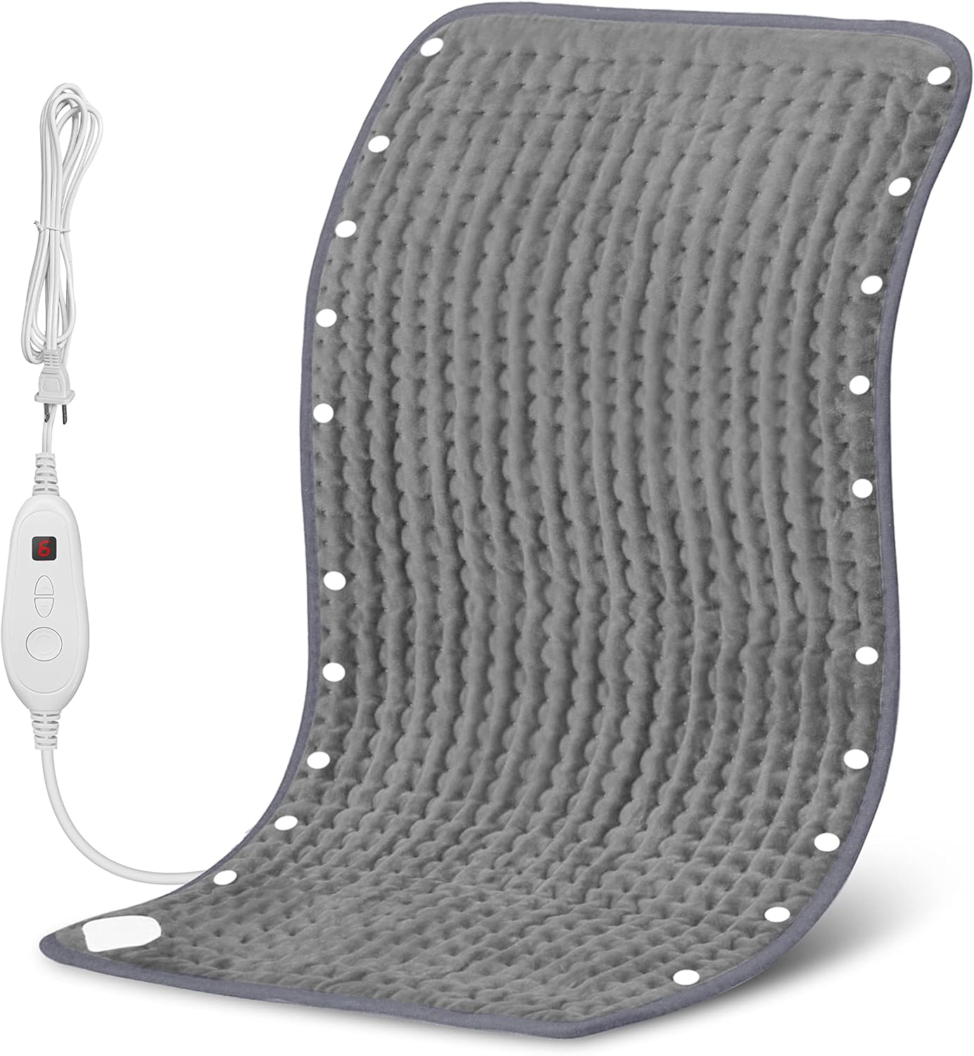 Snailax Heating Pad & Foot Warmer, Fsa Hsa Eligible With 6 Temperature Settings & Auto Shut Off, 17”X33”, Washable Fast Heated Pads For Back Pain Relief,Abdomen,Feet,Back,Cramp(Grey)