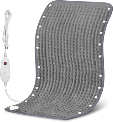 Snailax Heating Pad & Foot Warmer, Fsa Hsa Eligible With 6 Temperature Settings & Auto Shut Off, 17”X33”, Washable Fast Heated Pads For Back Pain Relief,Abdomen,Feet,Back,Cramp(Grey)