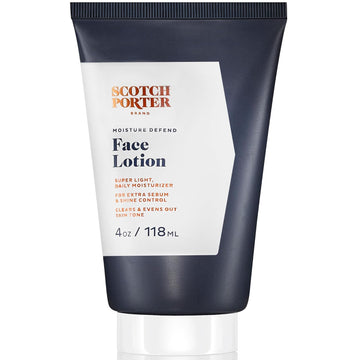 Scotch Porter Moisture Defend Face Lotion for Men | Controls Shine, Sooths & Evens Out Skin Tone | Free of Parabens, Sulfates & Silicones | Vegan | 4oz Bottle