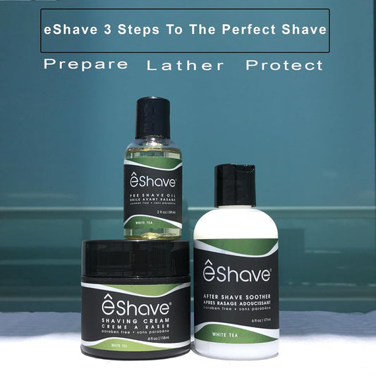 Shaving Products Collection Including 2 Oz Pre-Shave Oil, 4 Oz Shaving Cream And 6 Oz After Shave Lotion (White Tea)