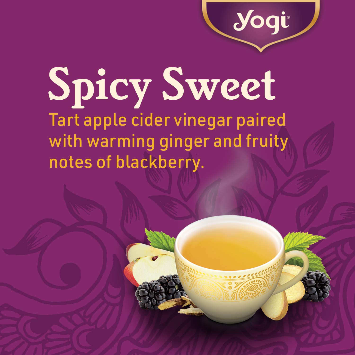 Yogi Tea Blackberry Apple Cider Digestive Awakening Tea - 16 Tea Bags Per Pack (4 Packs) - Organic Tea To Support Digestive Health - Includes Ginger Root, Licorice Root & Raspberry Leaf