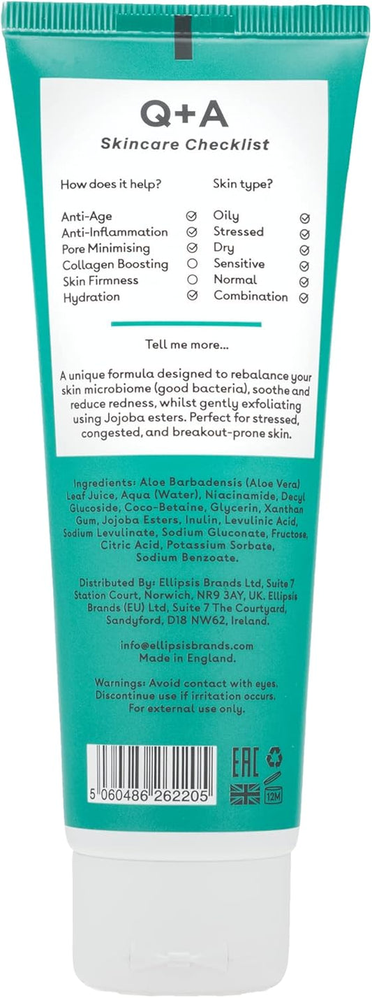 Q+A Niacinamide Gentle Exfoliating Face Cleanser (125Ml), Face Scrub, Exfoliating Face Wash With Jojoba Esters And Prebiotics, Cleanses While Calming Sensitivity And Blemish-Prone Skin, Fragrance Free