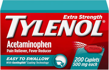 Tylenol Extra Strength Easy To Swallow Acetaminophen, Pain Reliever & Fever Reducer Coated Caplets For Adults With Gentleglide Technology, 500 Mg Extra Strength Acetaminophen, 200 Ct