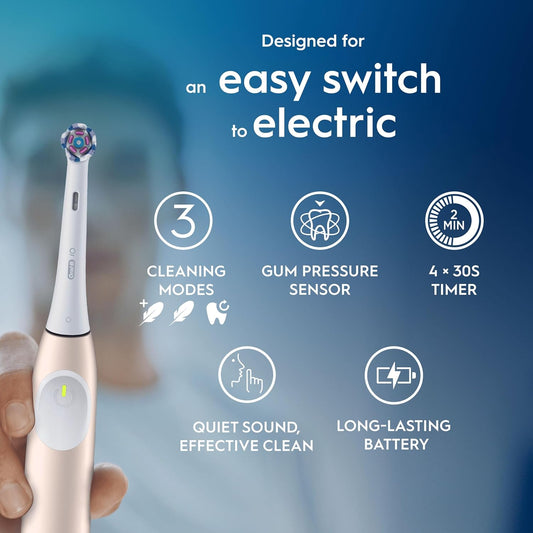 Oral-B Pro 3 Electric Toothbrushes Adults, 1 Toothbrush Head & Travel Case, 3 Modes With Teeth Whitening, 2 Pin Uk Plug, Pink