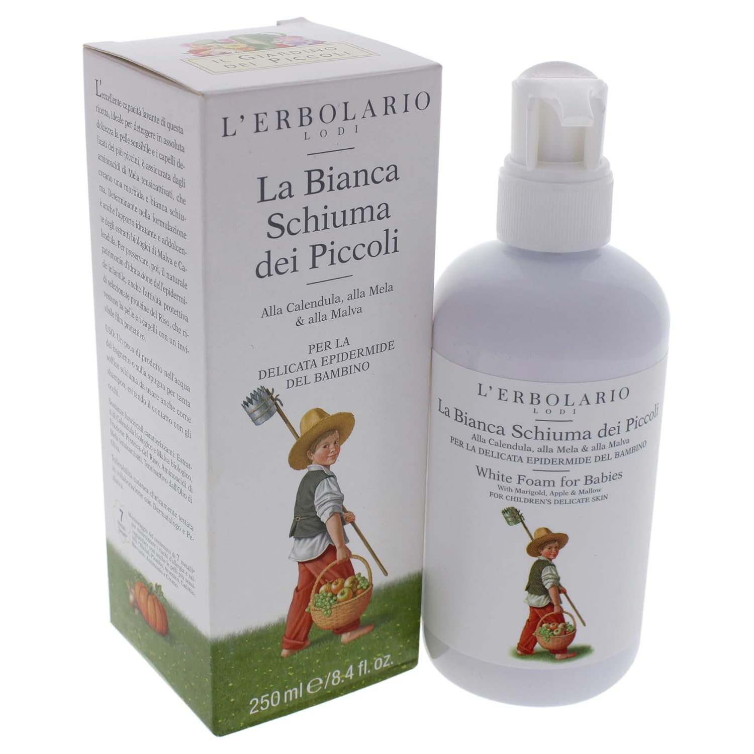 L'Erbolario White Foam For Babies - Excellent Cleansing Properties - Ideal For The Sensitive Skin And Delicate Hair Of Little Ones - Protective, Moisturizing And Soothing Action - 8.4 Oz : Beauty & Personal Care