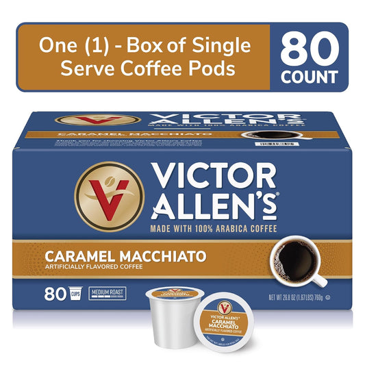 Victor Allen'S Coffee Caramel Macchiato Flavored, 80 Count, Medium Roast, Single Serve Coffee Pods For Keurig K-Cup Brewers