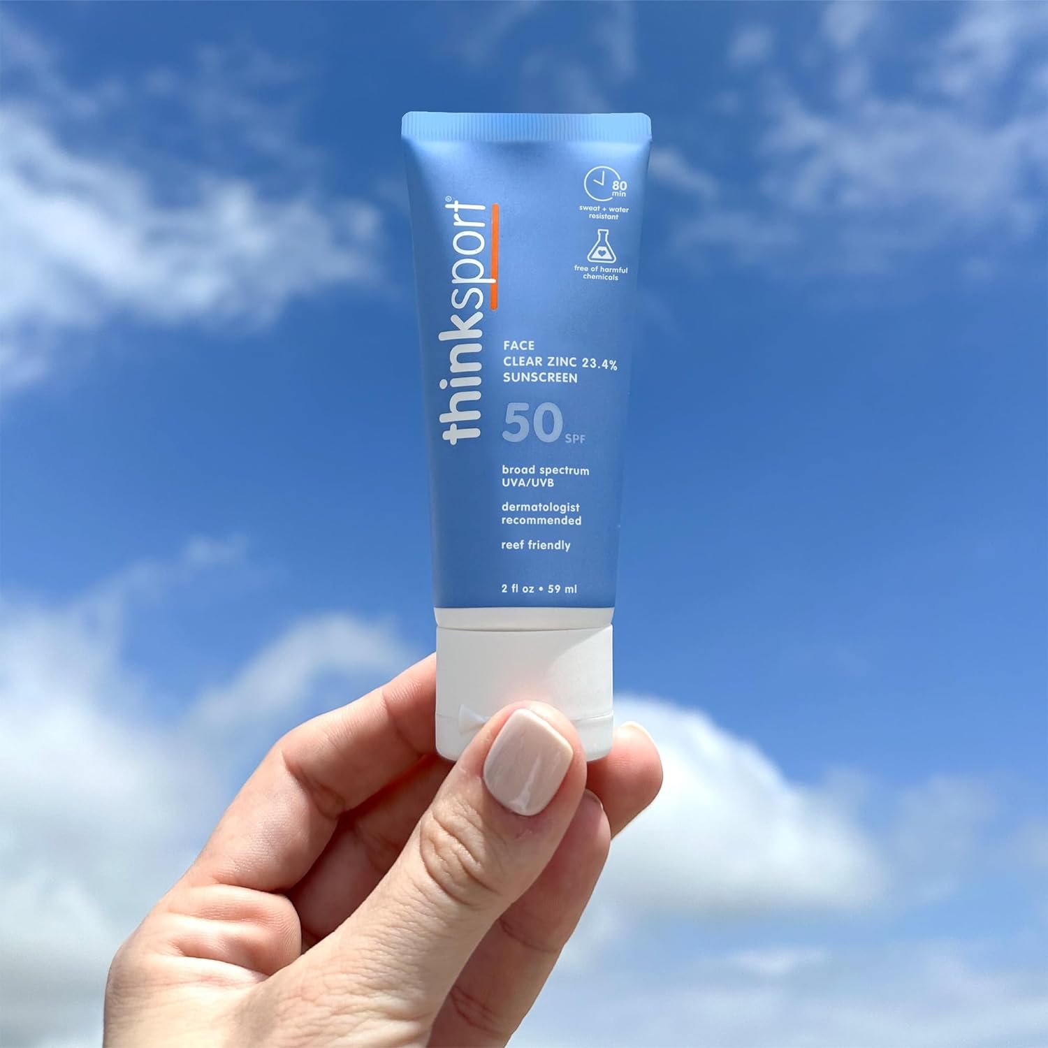 THINKSPORT Clear Zinc Face Sunscreen SPF 50, 2 FZ : Beauty & Personal Care