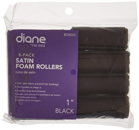 Diane Satin Rollers 1 in, 8 Count, BLACK SATIN