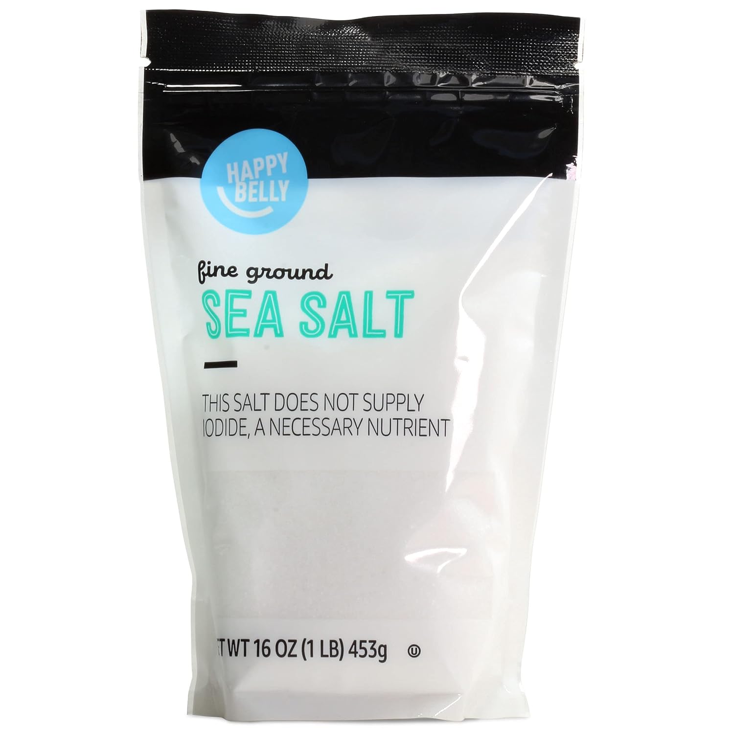 Amazon Brand - Happy Belly, Sea Salt, Fine Ground, 1 Pound (Pack Of 1)