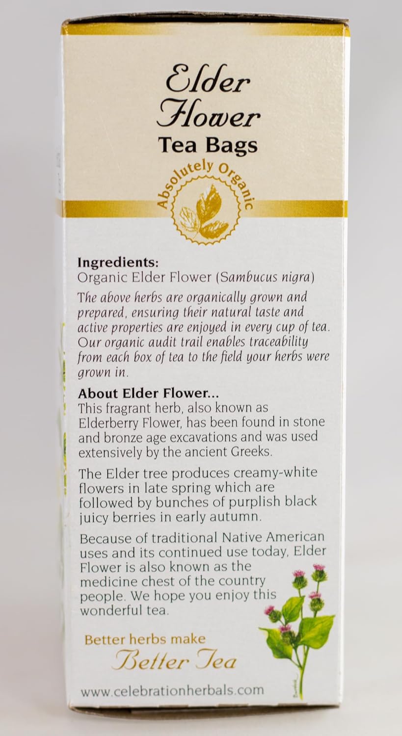 Celebration+Herbals+Organic+Elder+Flower+Tea+Bags+24+Count : Grocery & Gourmet Food
