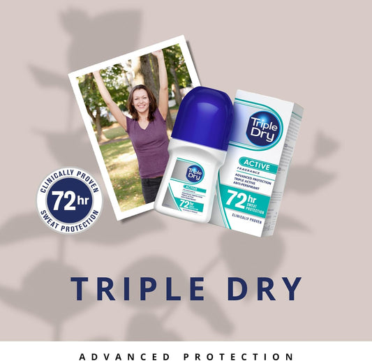 Triple Dry Women | Active Fragrance Anti-Perspirant Roll On 50Ml | 72-Hour Protection Against Excessive Sweating | Fights Odour | Triple Active Formula | Clinically Proven | Female