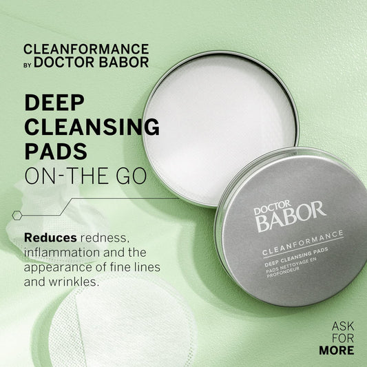 Babor Cleanformance Deep Cleansing Pads, Skin Refining Cleansing Pads With Prebiotics And Probiotics, Clean Beauty, Vegan