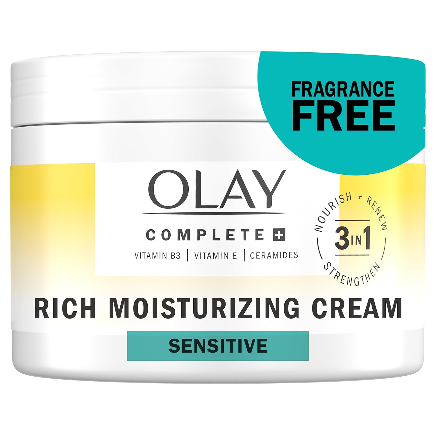 Olay Complete+ Rich Moisturizing Cream Fragrance-Free, 8.5 Oz, 3-In-1 Hydrating Face Cream For Dry Skin With Vitamin B3, Vitamin E, And Ceramides