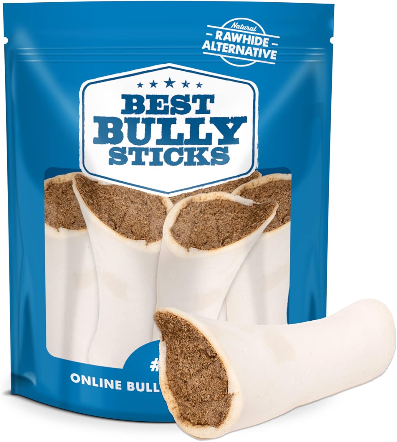 Best Bully Sticks 5-6" Pumpkin Sweet Potato Filled Dog Bones 5 Pack Shin Bones For Dogs, Highly Digestible, Long Lasting, Refillable Stuffed Dog Bones