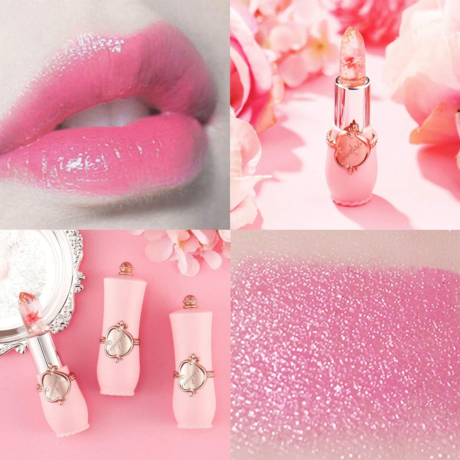 Petansy 6 Pack Crystal Jelly Flower Lipstick Set, Nutritious Temperature Change Lip Balm Long Lasting Moisturizer Lip Gloss Magic Color Change Lip Stick Set : Beauty & Personal Care